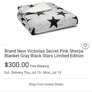 New VS Pink Sherpa Blanket Stars